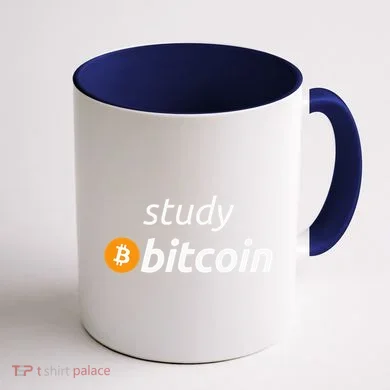 Study Bitcoin Famous Bitcoin Quote Coffee Mug back
