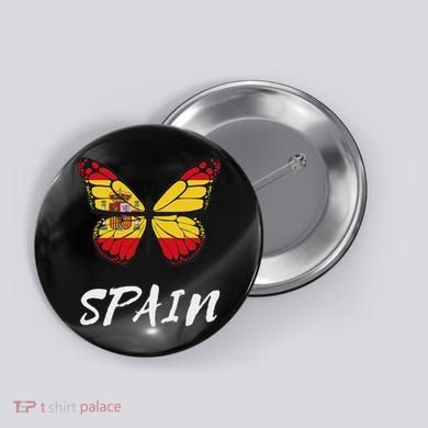 Spain Butterfly Flag España Pride Spanish Roots Button