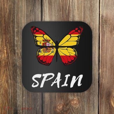 Spain Butterfly Flag España Pride Spanish Roots Coaster