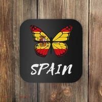 Spain Butterfly Flag España Pride Spanish Roots Coaster thumb 0