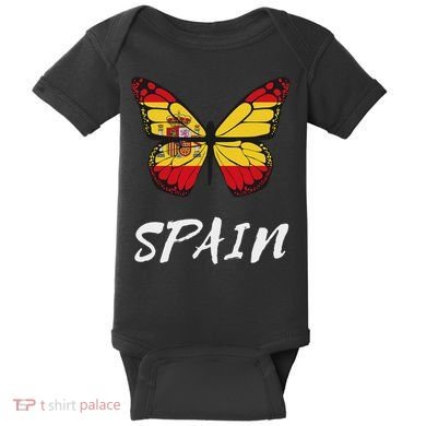 Spain Butterfly Flag España Pride Spanish Roots Baby Bodysuit