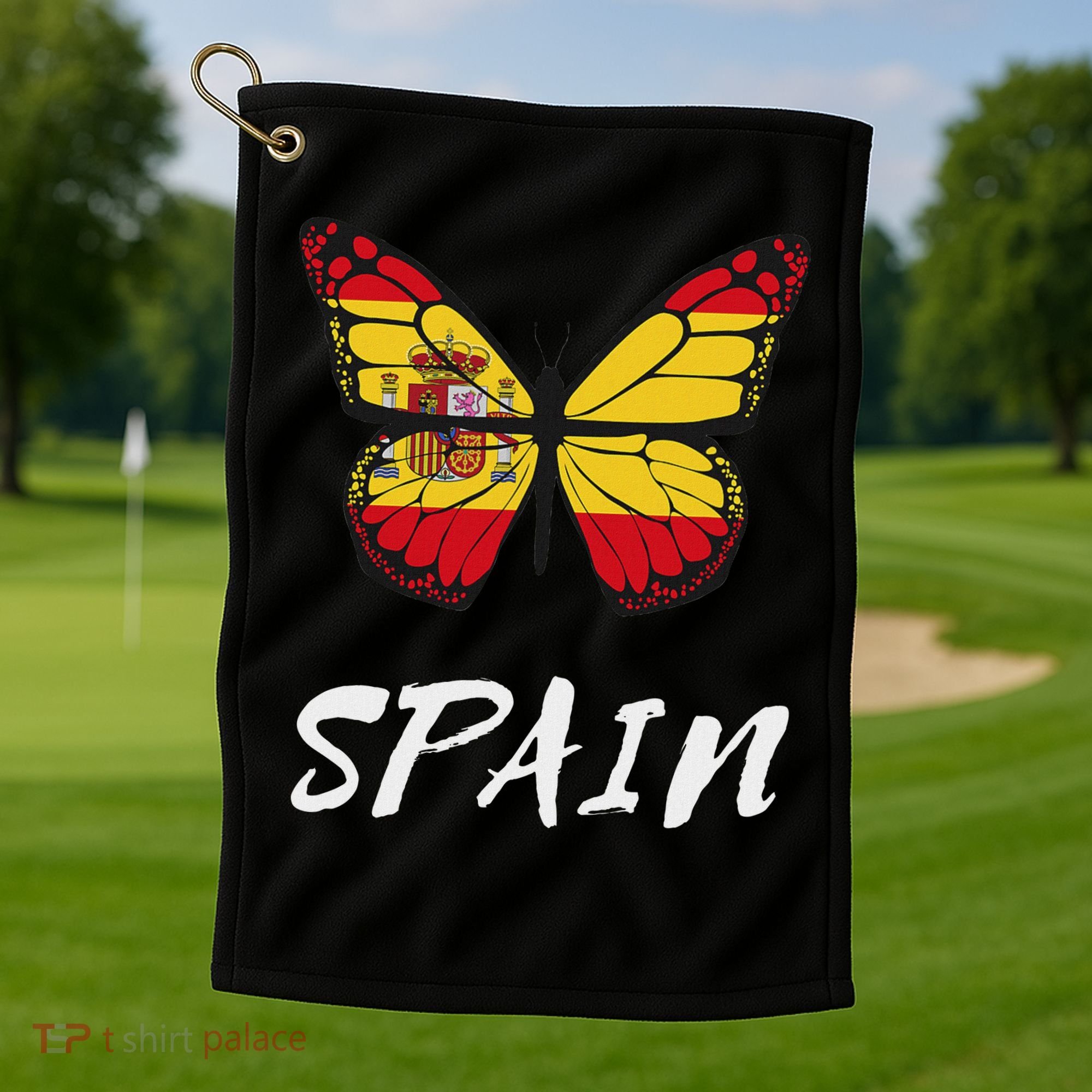 Spain Butterfly Flag España Pride Spanish Roots Golf Towel
