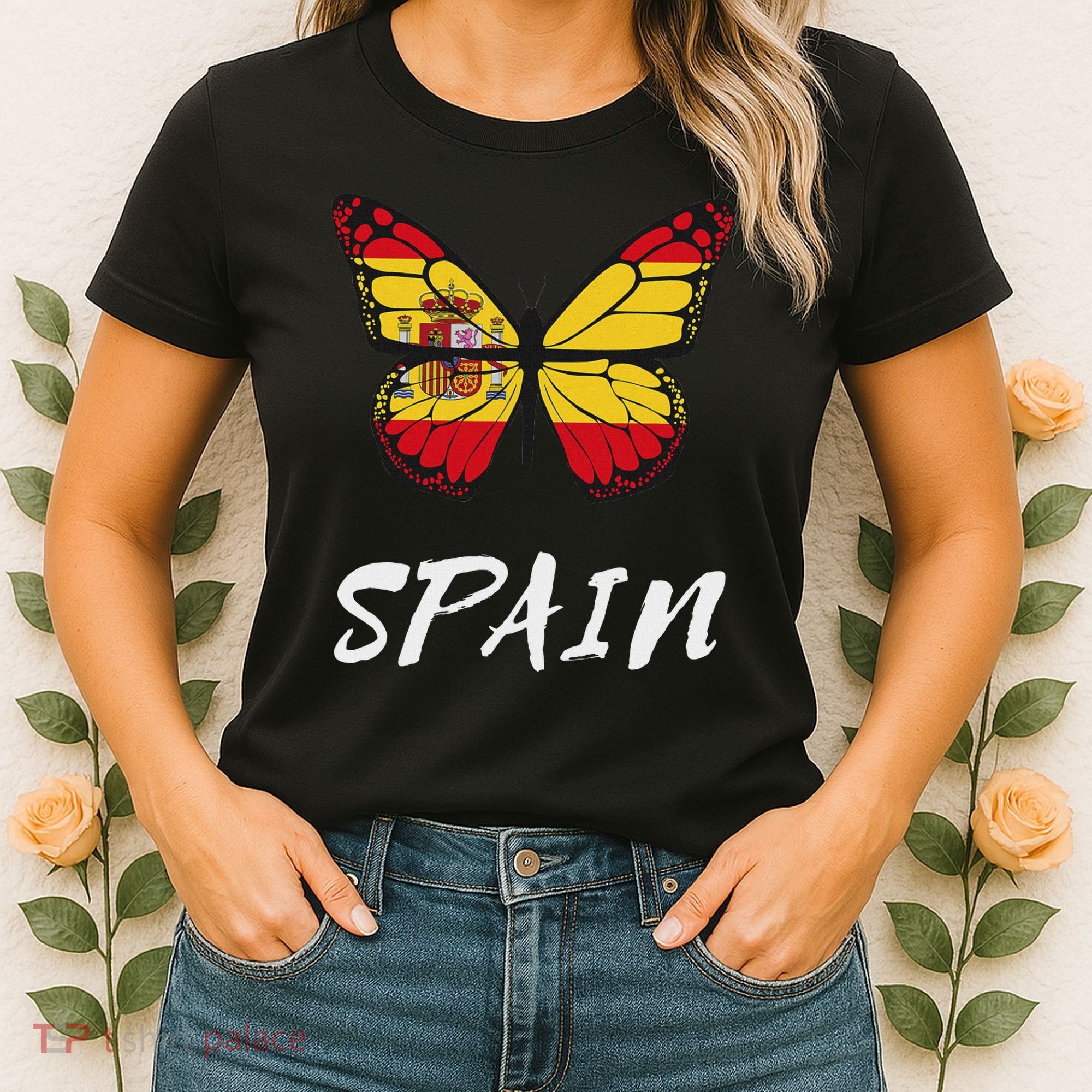 Spain Butterfly Flag España Pride Spanish Roots Women's T-Shirt