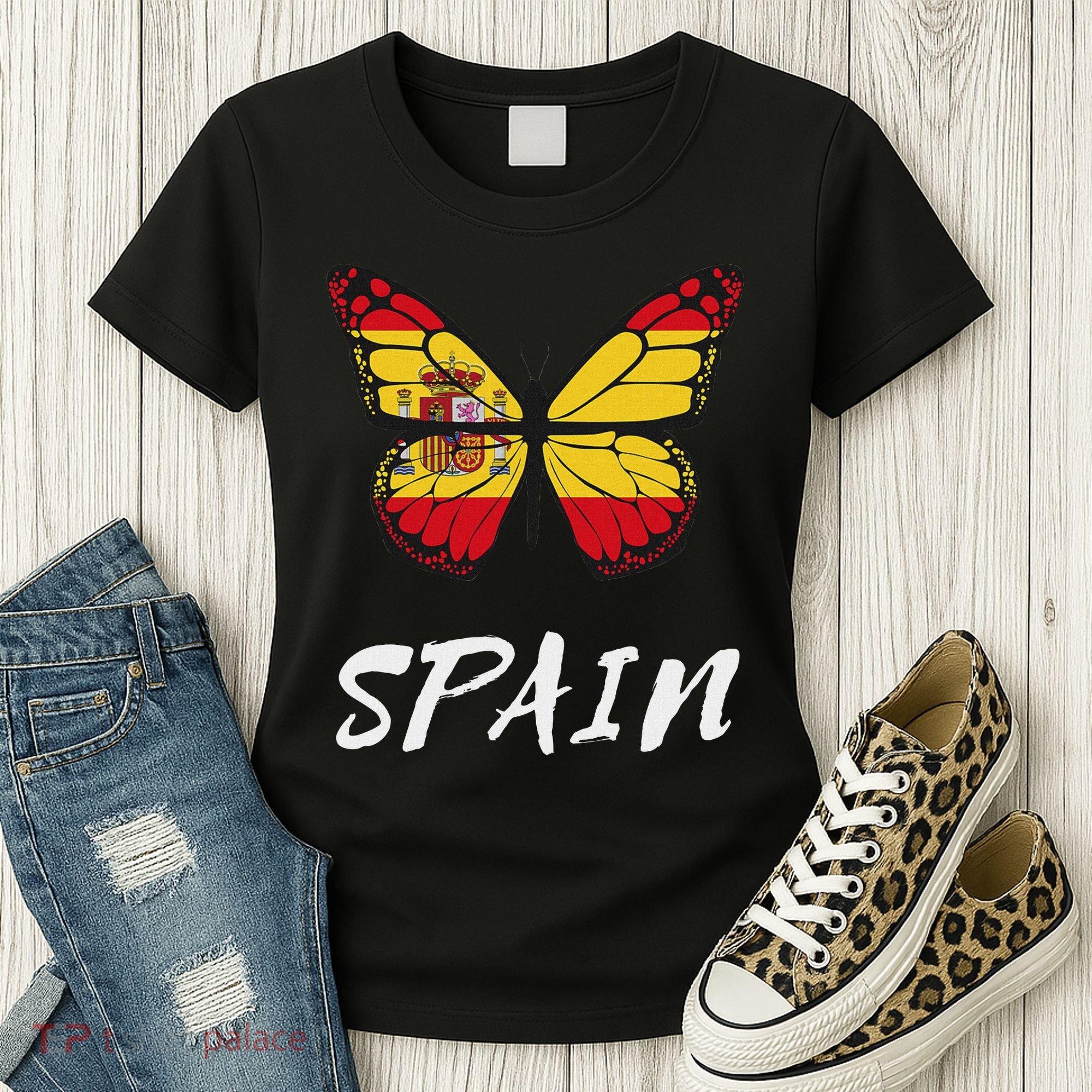 Spain Butterfly Flag España Pride Spanish Roots Women's T-Shirt