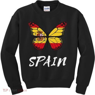 Spain Butterfly Flag España Pride Spanish Roots Kids Sweatshirt
