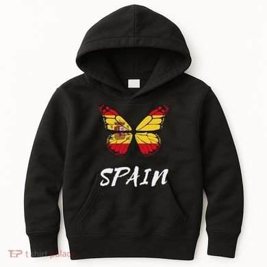 Spain Butterfly Flag España Pride Spanish Roots Kids Hoodie