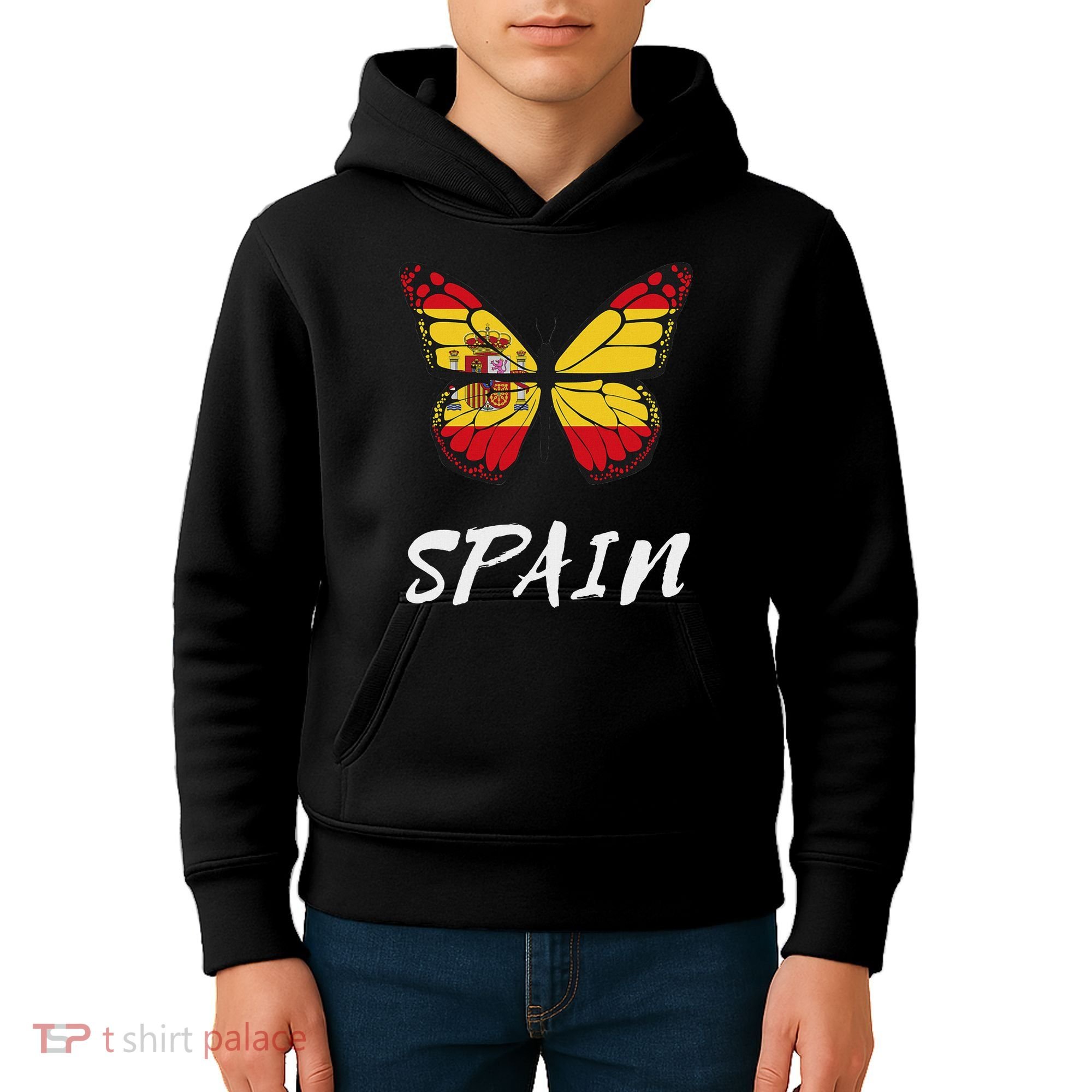 Spain Butterfly Flag España Pride Spanish Roots Kids Hoodie