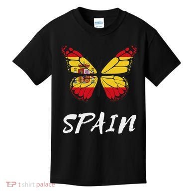 Spain Butterfly Flag España Pride Spanish Roots Kids T-Shirt