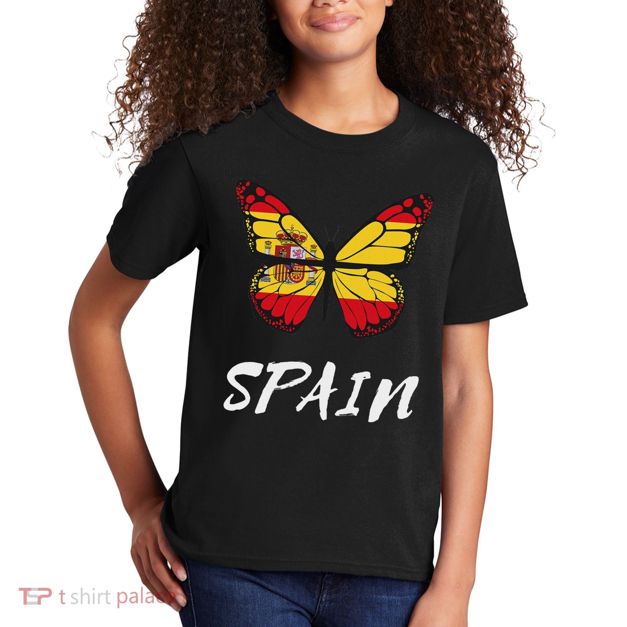 Spain Butterfly Flag España Pride Spanish Roots Kids T-Shirt