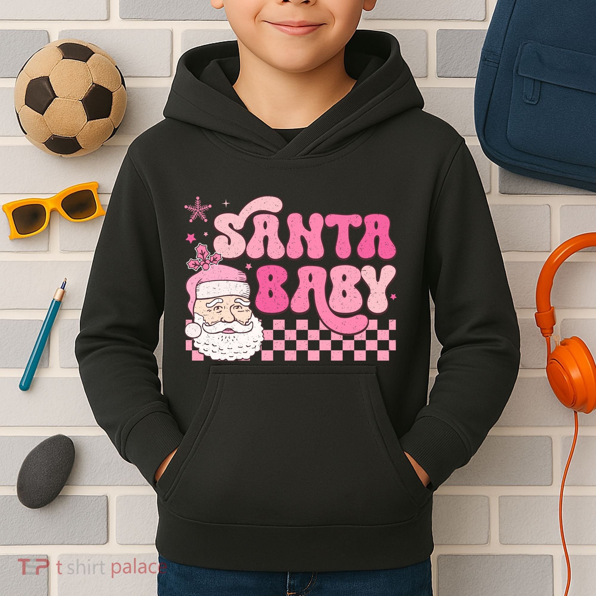 Santa Baby Festive Holiday Graphic Kids Hoodie