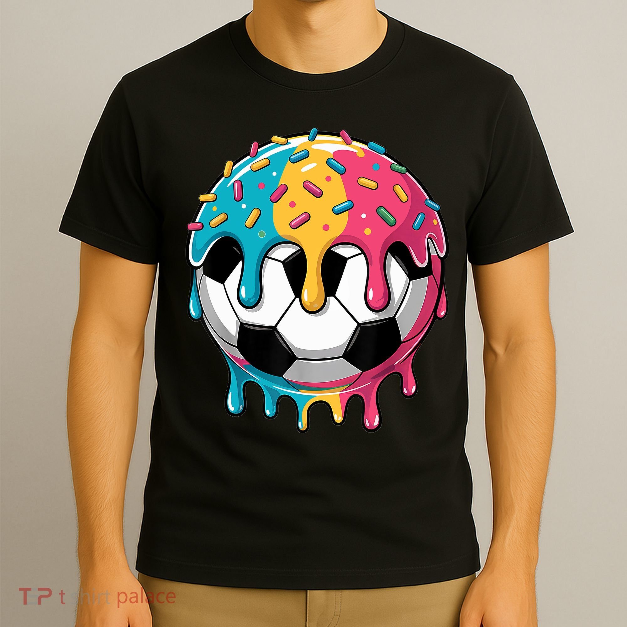 Soccer Boy Girl Ice Cream Soccer Drip T-Shirt