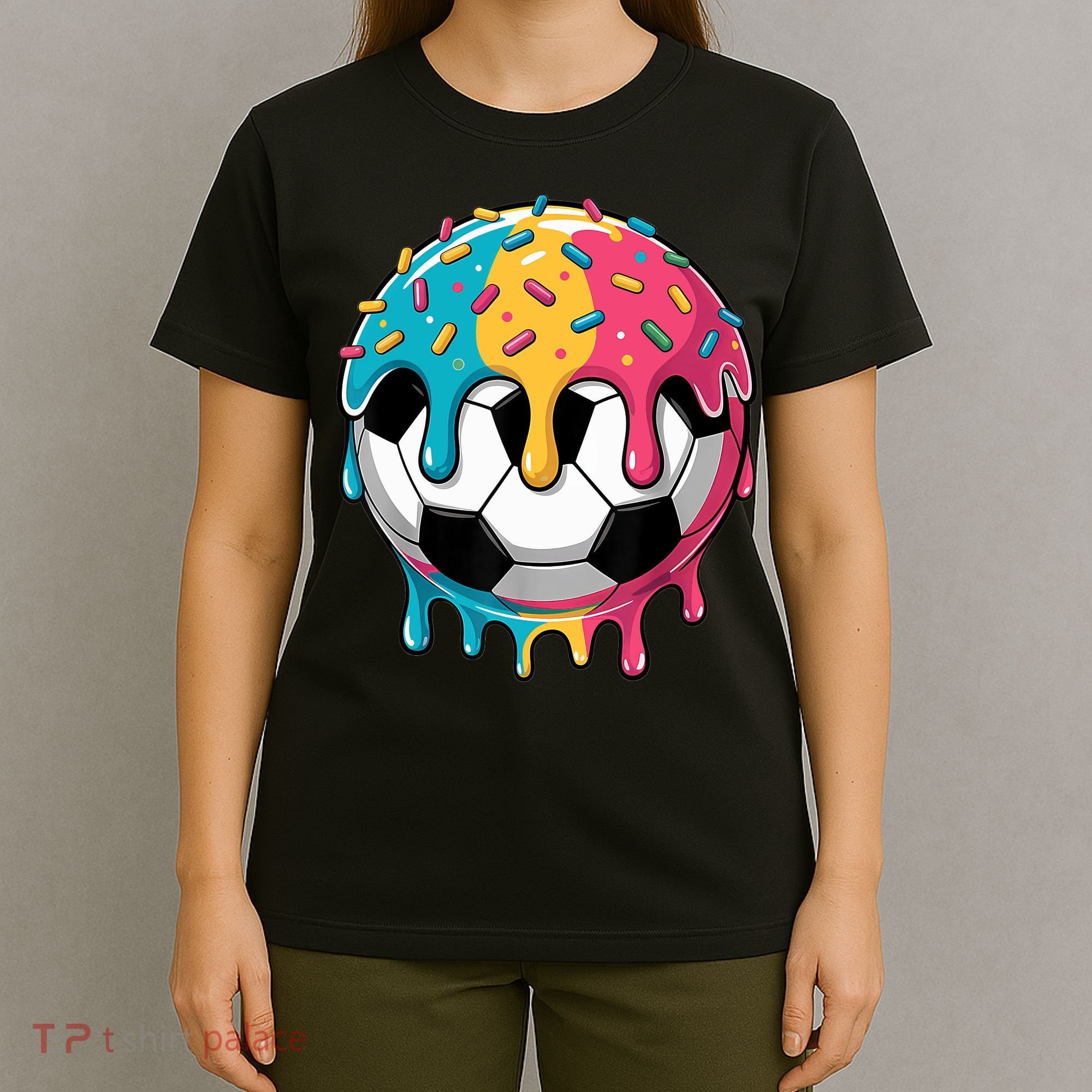 Soccer Boy Girl Ice Cream Soccer Drip T-Shirt