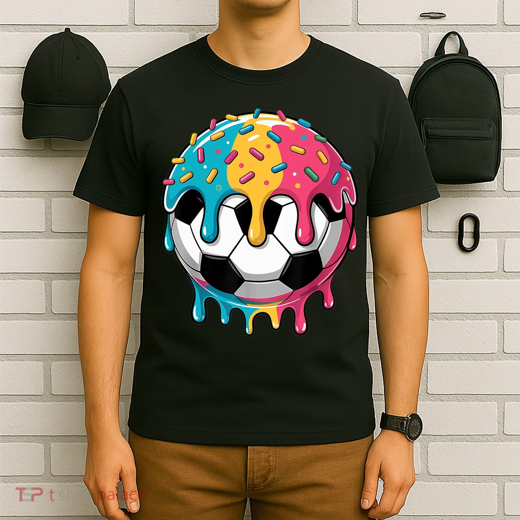 Soccer Boy Girl Ice Cream Soccer Drip T-Shirt