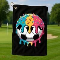Soccer Boy Girl Ice Cream Soccer Drip Golf Towel thumb 1