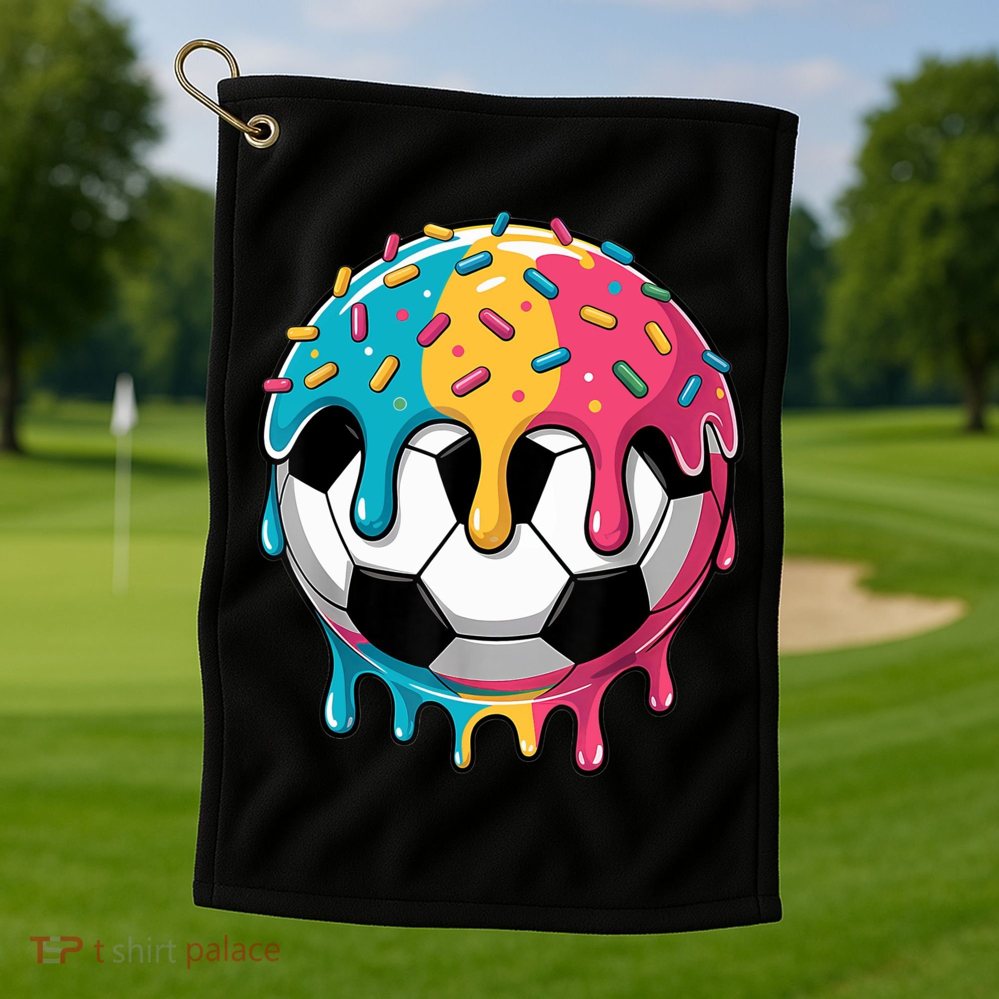 Soccer Boy Girl Ice Cream Soccer Drip Golf Towel