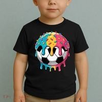 Soccer Boy Girl Ice Cream Soccer Drip Toddler T-Shirt thumb 2