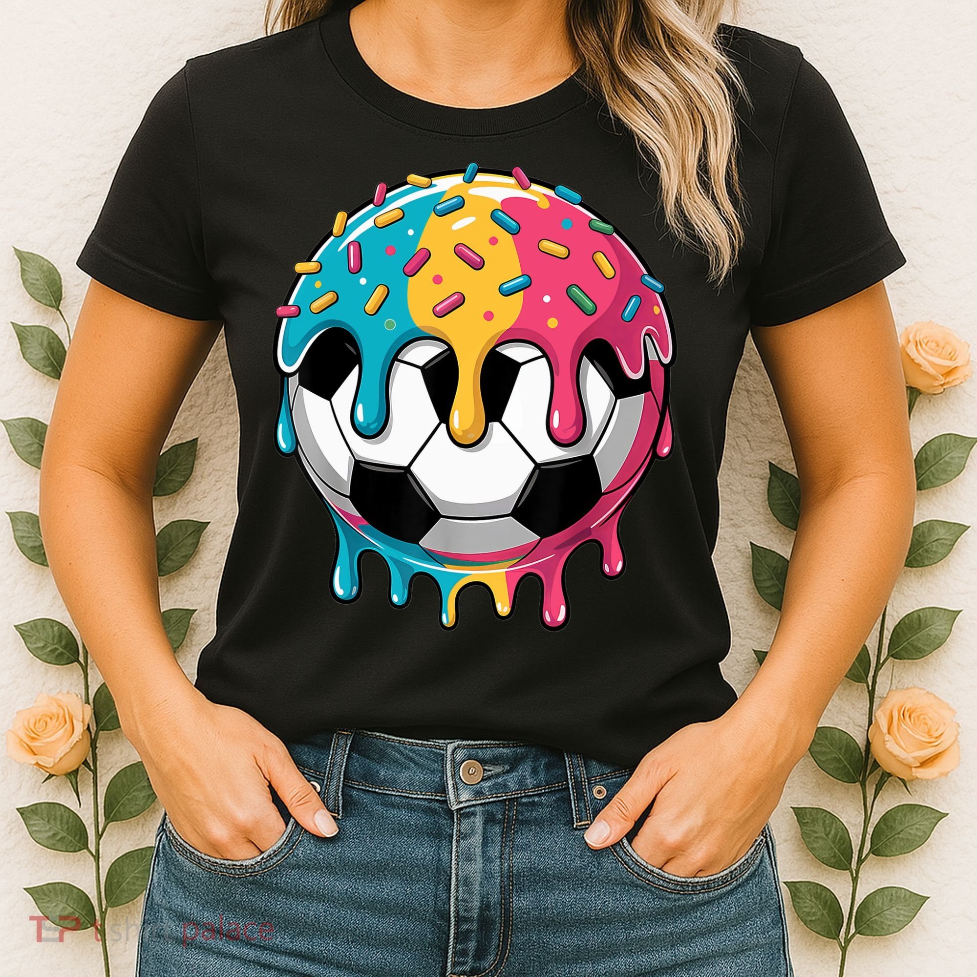 Soccer Boy Girl Ice Cream Soccer Drip Women's T-Shirt