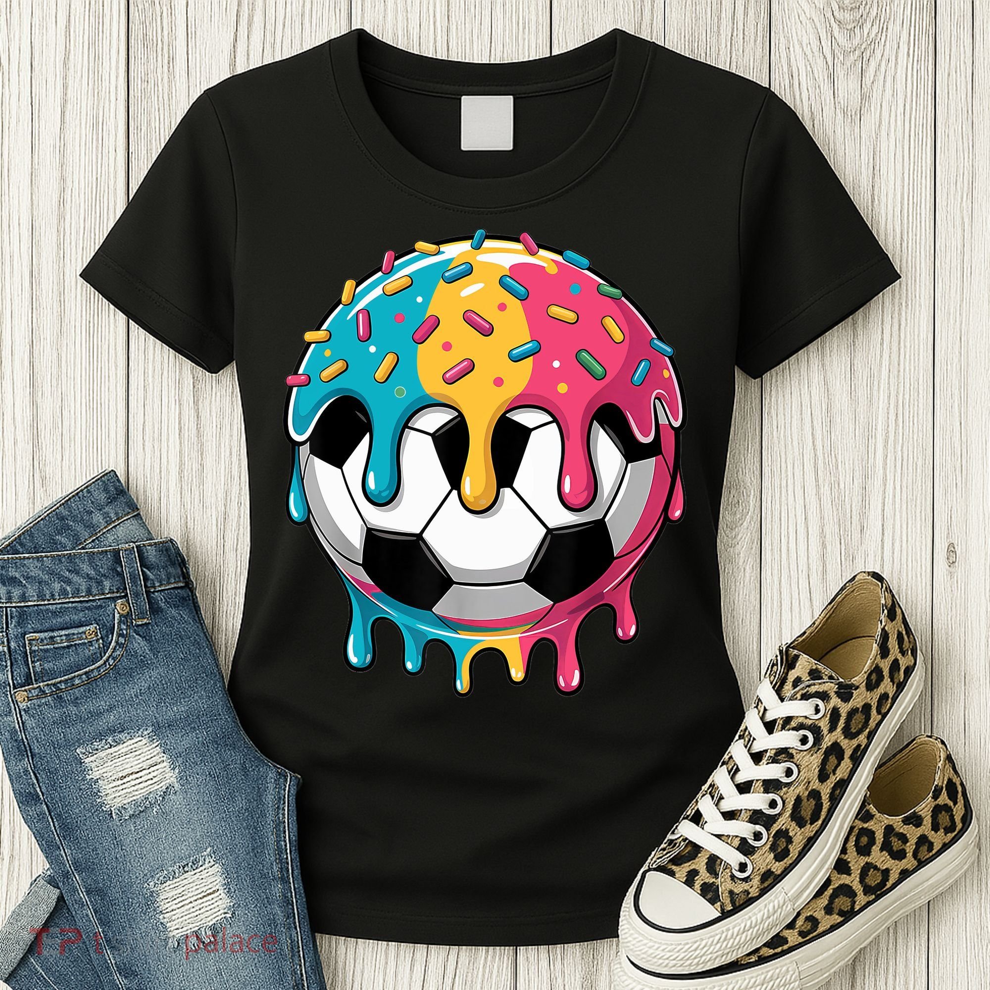 Soccer Boy Girl Ice Cream Soccer Drip Women's T-Shirt
