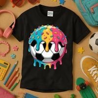 Soccer Boy Girl Ice Cream Soccer Drip Kids T-Shirt thumb 3