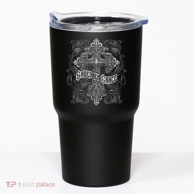Saved By Grace Christian Graphic Design Gothic Cross Tumbler