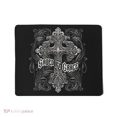 Saved By Grace Christian Graphic Design Gothic Cross Mousepad