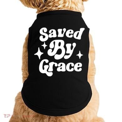 Saved By Grace Motivational Christian Retro Doggie Tank