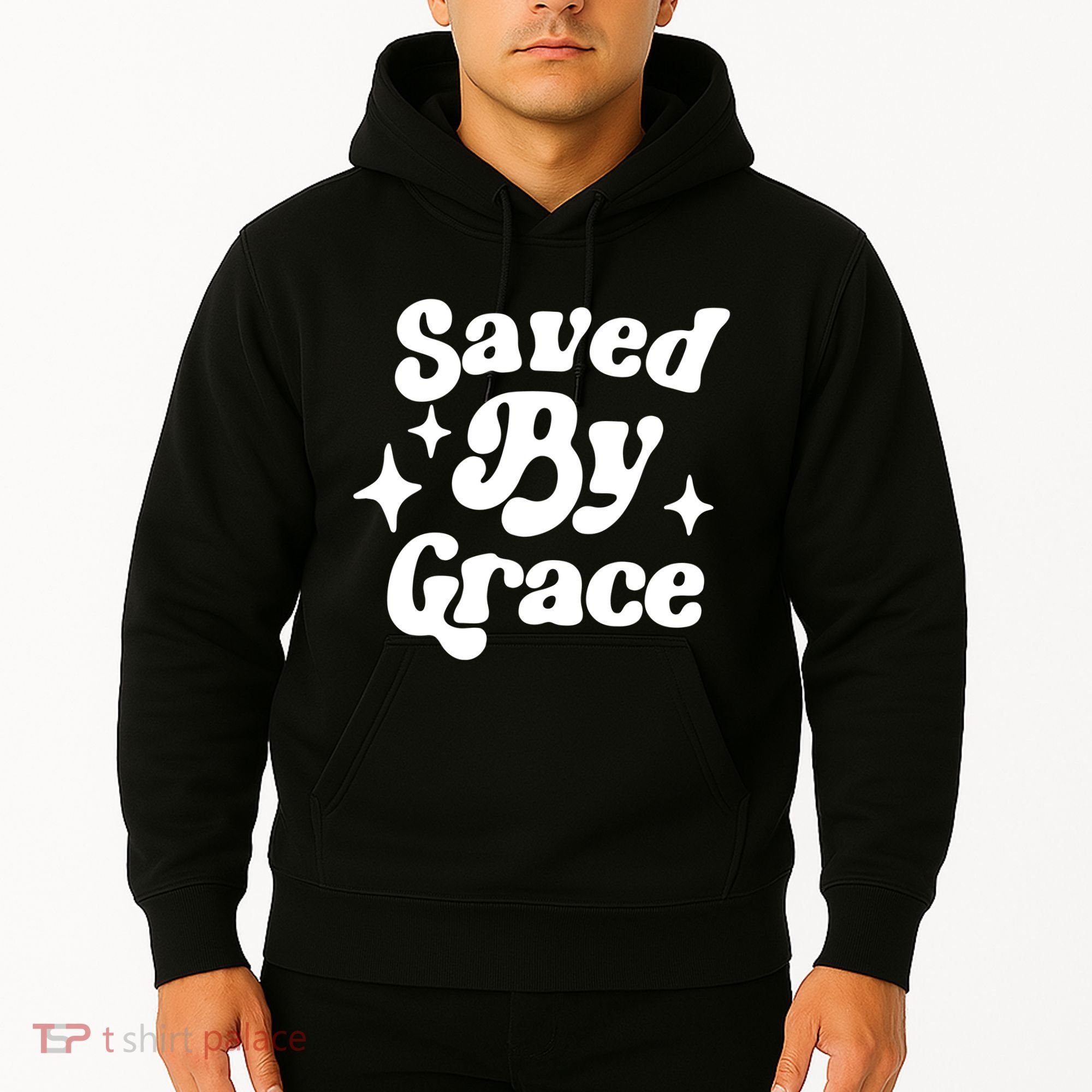 Saved By Grace Motivational Christian Retro Hoodie