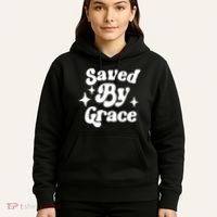 Saved By Grace Motivational Christian Retro Hoodie thumb 5