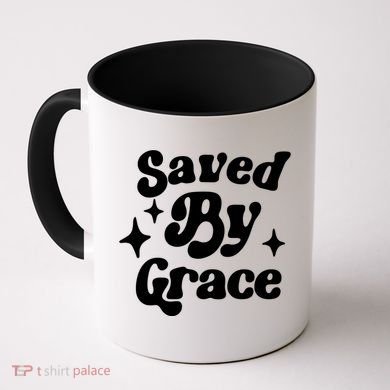 Saved By Grace Motivational Christian Retro Coffee Mug