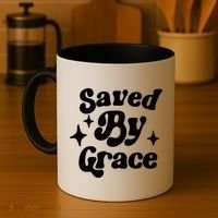 Saved By Grace Motivational Christian Retro Coffee Mug thumb 4