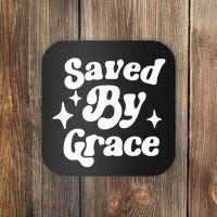 Saved By Grace Motivational Christian Retro Coaster thumb 0
