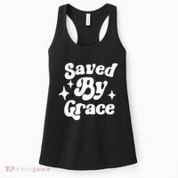 Saved By Grace Motivational Christian Retro Women's Tank Top thumb 0