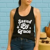 Saved By Grace Motivational Christian Retro Women's Tank Top thumb 2