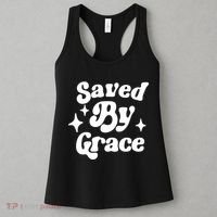 Saved By Grace Motivational Christian Retro Women's Tank Top thumb 3