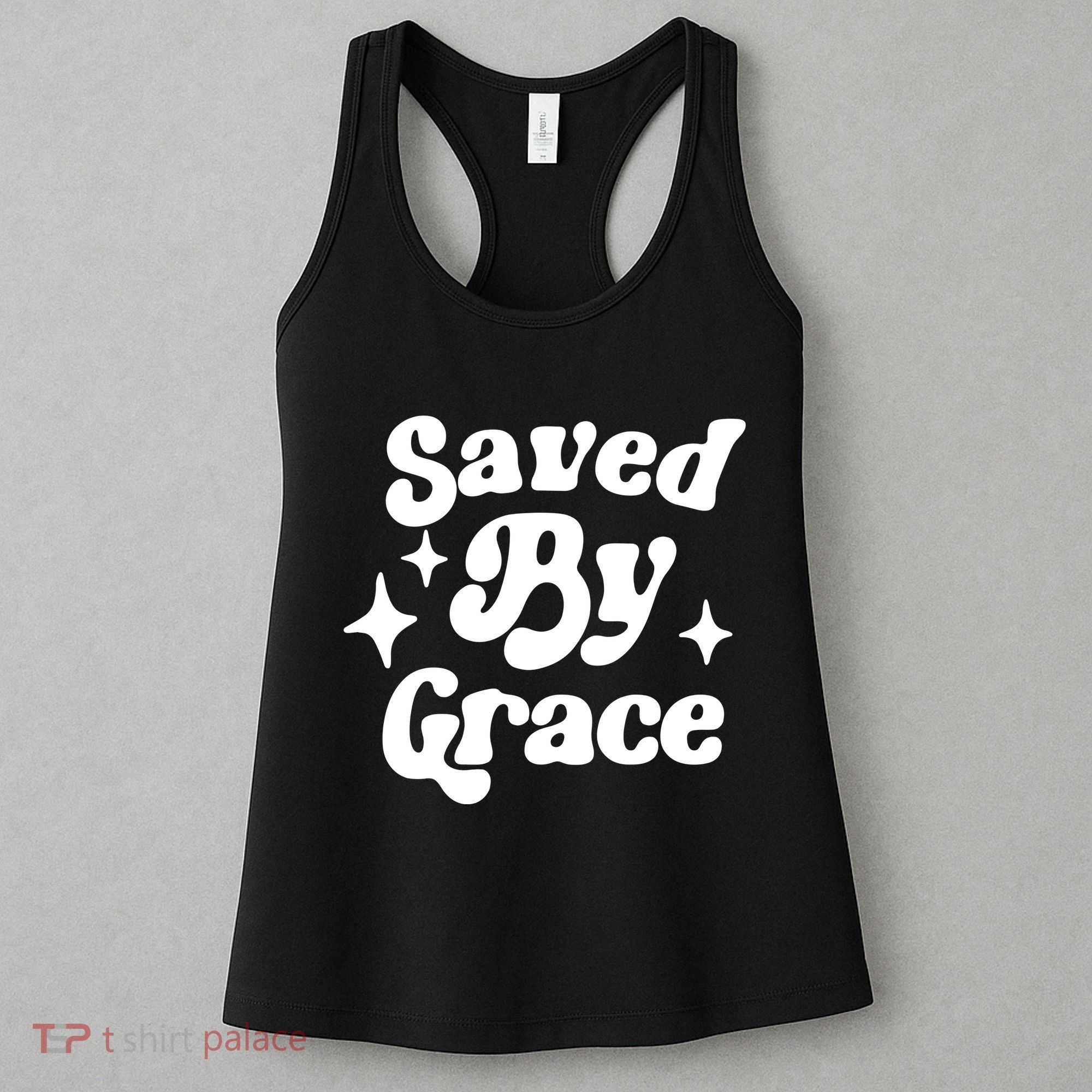 Saved By Grace Motivational Christian Retro Women's Tank Top