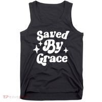 Saved By Grace Motivational Christian Retro Tank Top thumb 0
