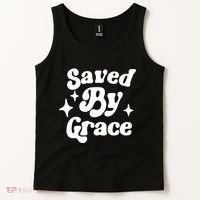 Saved By Grace Motivational Christian Retro Tank Top thumb 2