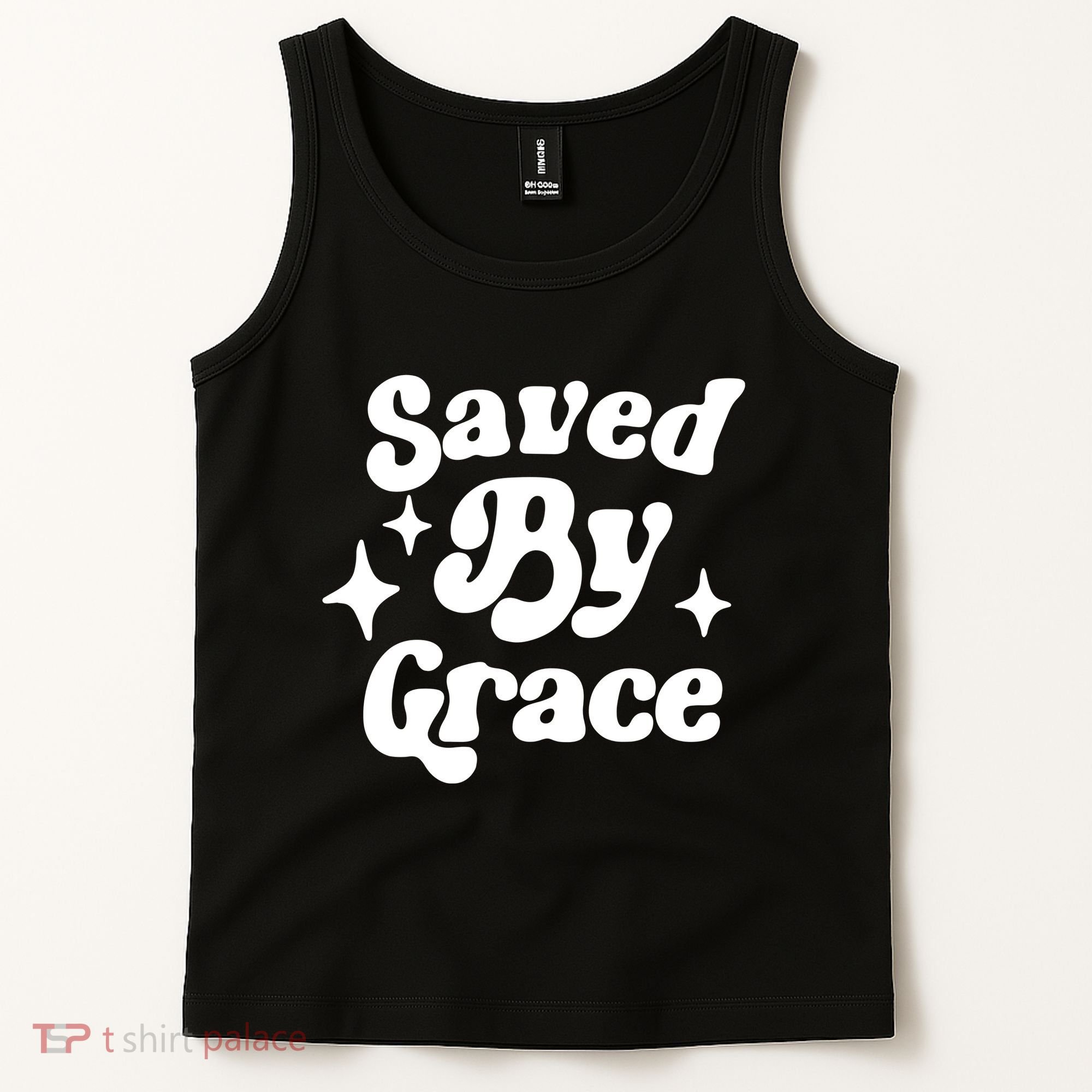 Saved By Grace Motivational Christian Retro Tank Top