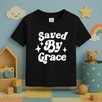 Saved By Grace Motivational Christian Retro Toddler T-Shirt thumb 3