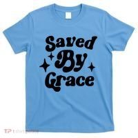 Saved By Grace Motivational Christian Retro T-Shirt thumb 0