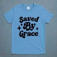 Saved By Grace Motivational Christian Retro T-Shirt thumb 4