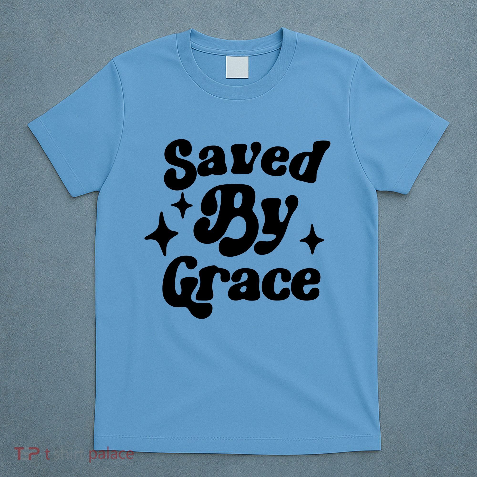 Saved By Grace Motivational Christian Retro T-Shirt