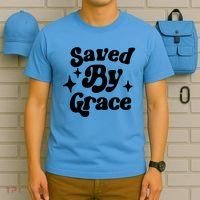 Saved By Grace Motivational Christian Retro T-Shirt thumb 5
