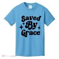 Saved By Grace Motivational Christian Retro Kids T-Shirt thumb 0