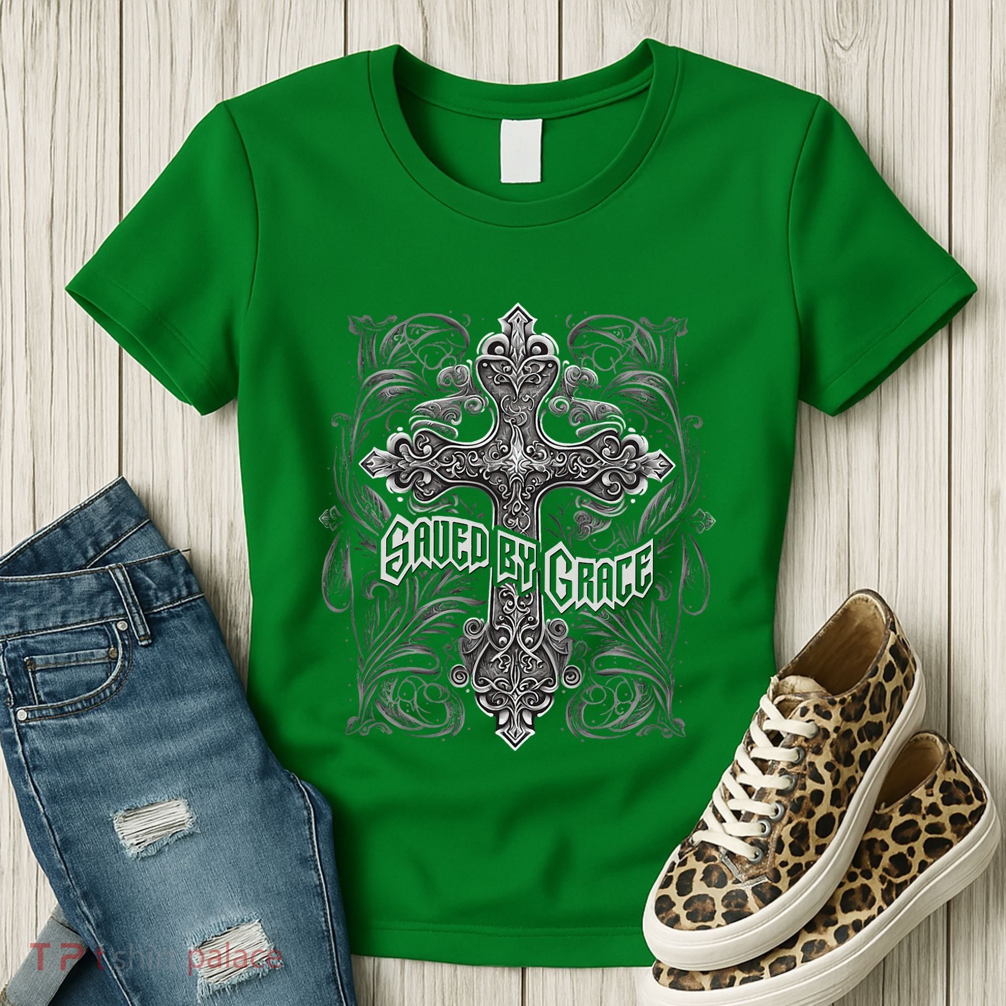 Saved By Grace Christian Women's T-Shirt