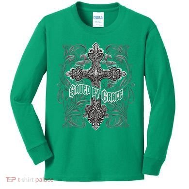 Saved By Grace Christian Kids Long Sleeve Shirt