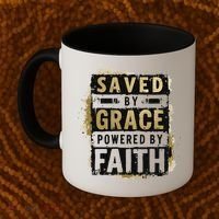 Saved By Grace Powered By Faith Christian Religious Jesus Coffee Mug thumb 2