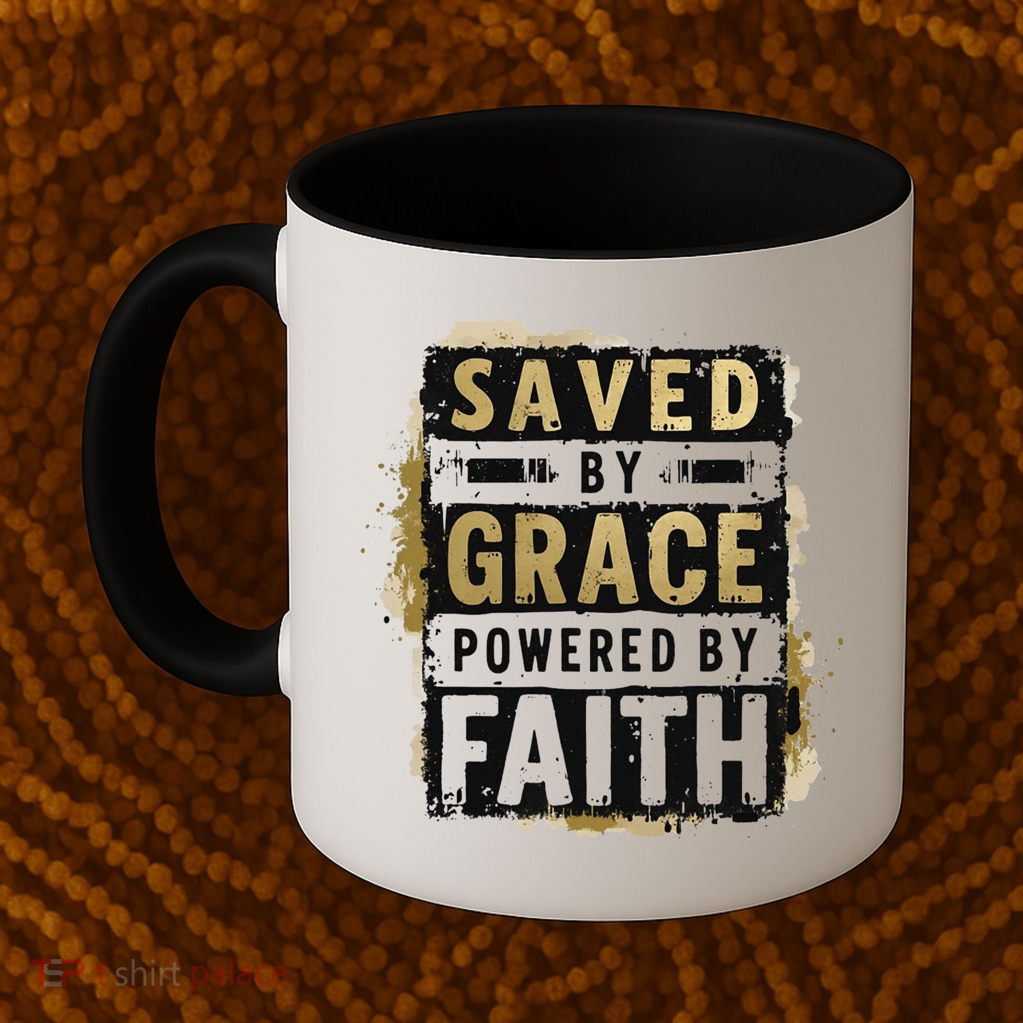 Saved By Grace Powered By Faith Christian Religious Jesus Coffee Mug
