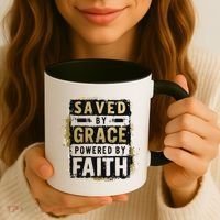 Saved By Grace Powered By Faith Christian Religious Jesus Coffee Mug thumb 3