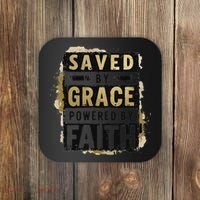 Saved By Grace Powered By Faith Christian Religious Jesus Coaster thumb 0